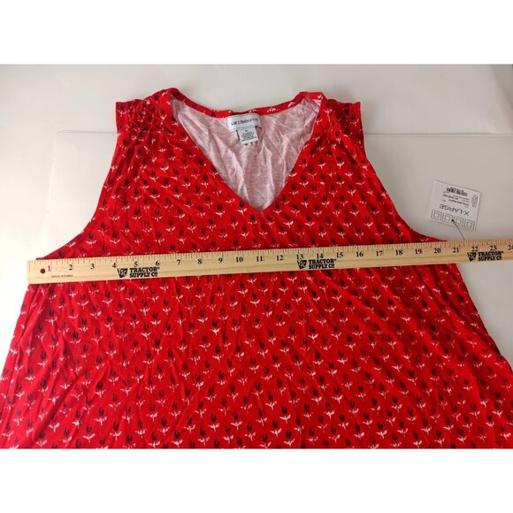 Liz Claiborne Women Blouse Red Floral Sleeveless Pullover Poolside Party XL NWT - Picture 6 of 8